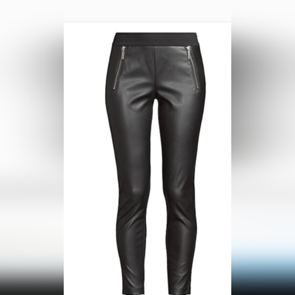 Michael Kors Faux Leather Leggings With Zipper Detail